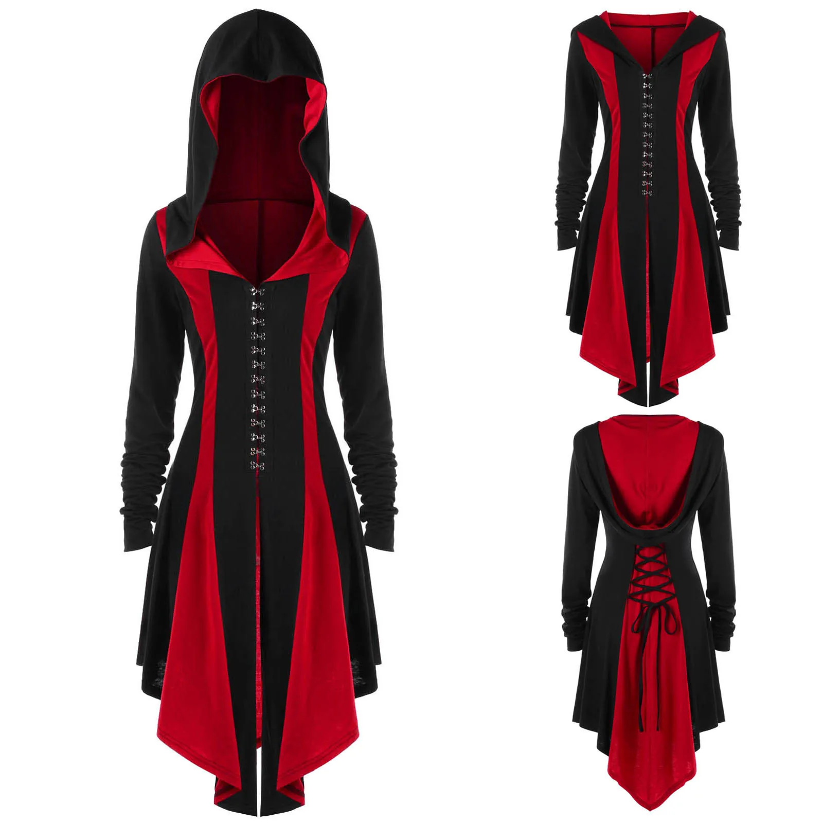 

Women Hoodies Irregular Back Bandage Coat Jackets Zip up Jacket with Hood Ideas for Gifts for Women Fleece Jacket Women Full Zip