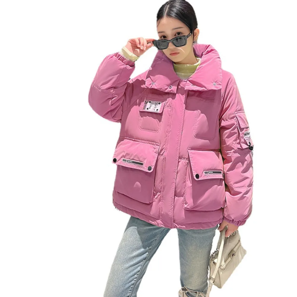 2022 Korean winter new down jacket women's short stand collar candy color fashion cotton jacket trend