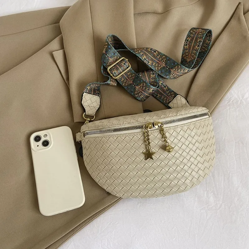 Поясная Сумка из искусственной кожи для женщин стильная плетеная сумочка на пояс