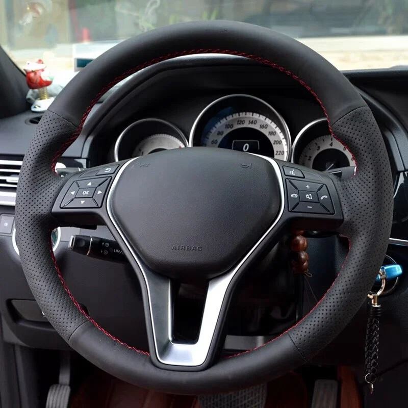 

Чехол на руль из искусственной кожи для Mercedes Benz W176 W246 W204 C117 C218 W212 X156, плетеный чехол для рулевого колеса Benz
