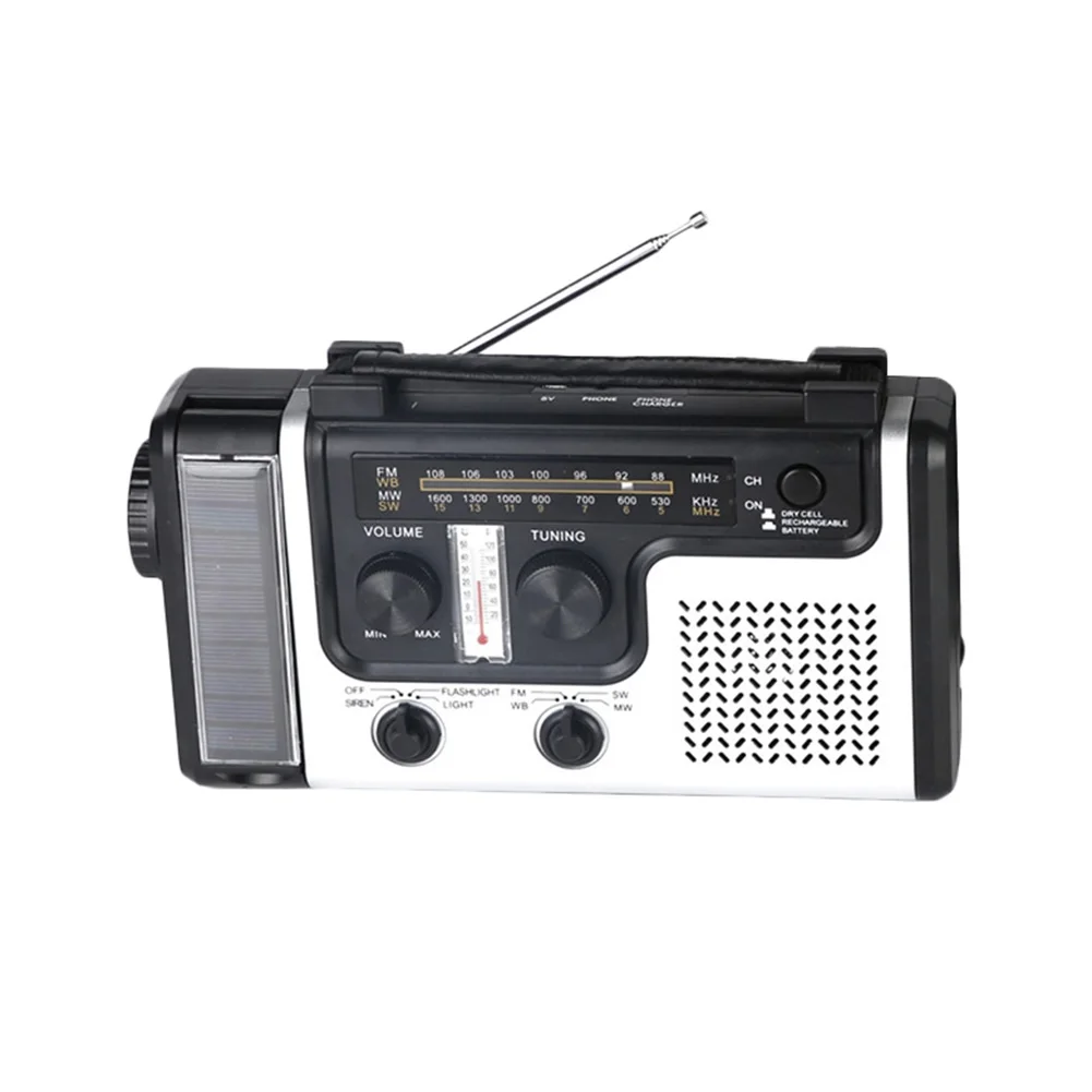 

Multifunctional Radio Solar Cranked Radio SOS Alarm Flashlight Outdoor Compass for Elder Birthday Party Gifts