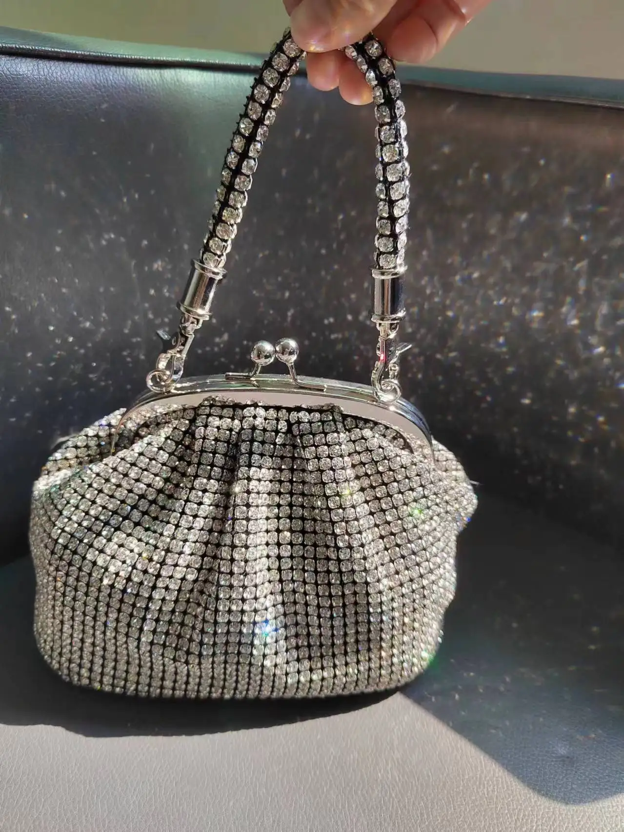2024 Блестящий серебряный клатч Diomand кошелек свадебная сумка сверкающие сумки