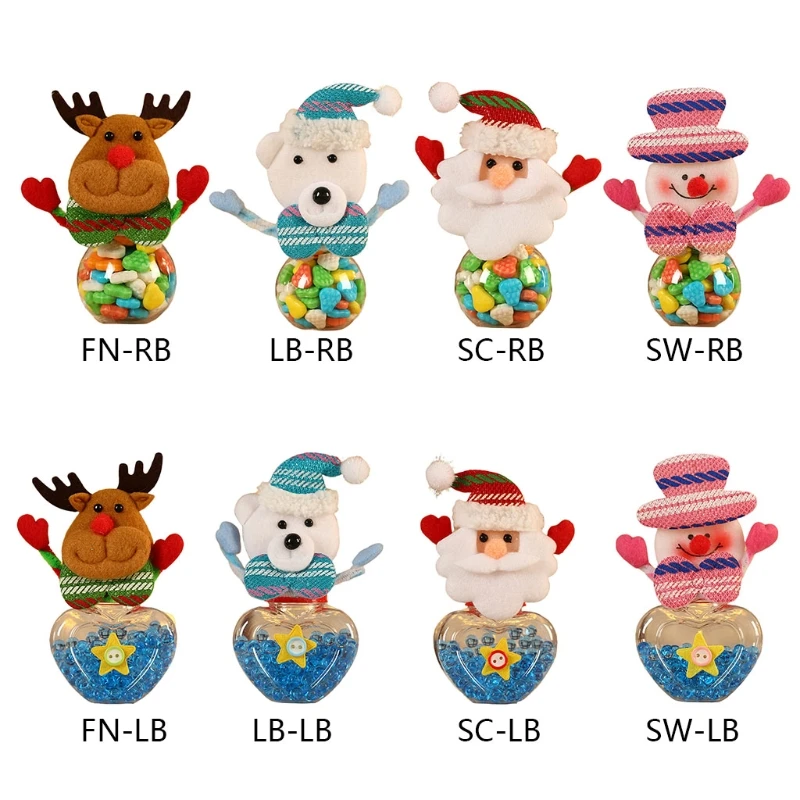 

Christmas Candy Cookie Treat Jar Cartoon Santa Snowman for DOLL Chocolates Container Nuts Storage Bottle Xmas Gift