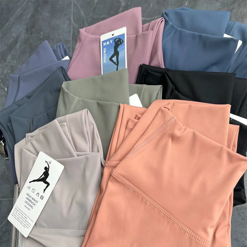 Autumn spring fitness women elastic knitted sports leggings Sexy workout high waist yoga pants bottoms