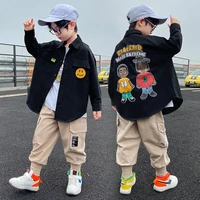 hip hop kids clothing for boys cartoon shirt coats topscargo pants two pieces outfits street casual costume for childrens boys