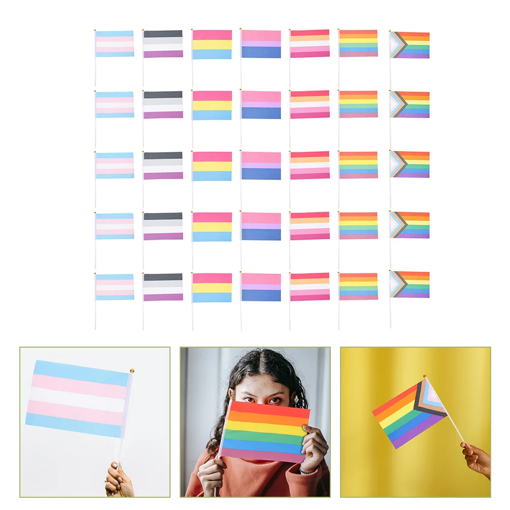 

70pcs Festival Rainbow Flags Rainbow Flags Handheld Flags for Lover Families Co-worker Friends