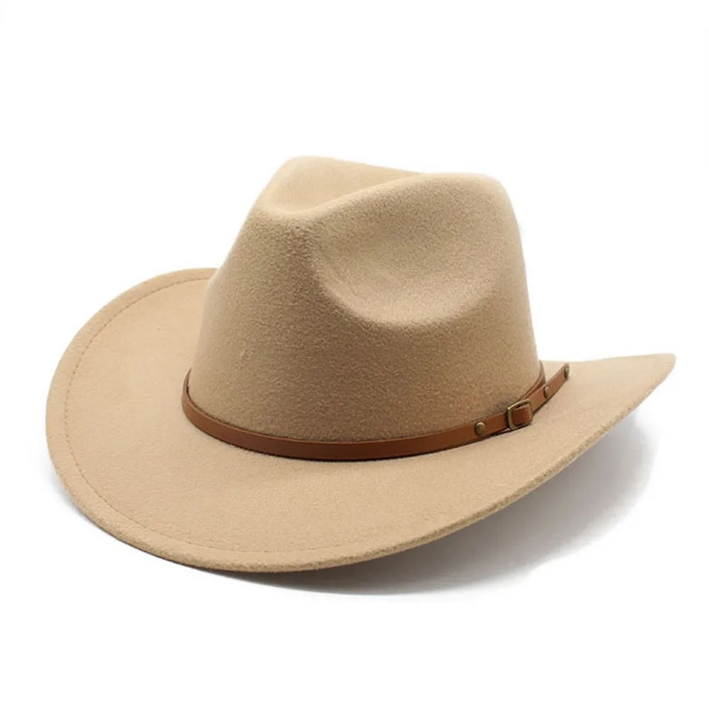 

Four Seasons Cowboy Hats For Women And Men Cowgirl Caps Woolen 57-58cm Simple Strapping Western Curved Brim Unisex 2023 NZ0072