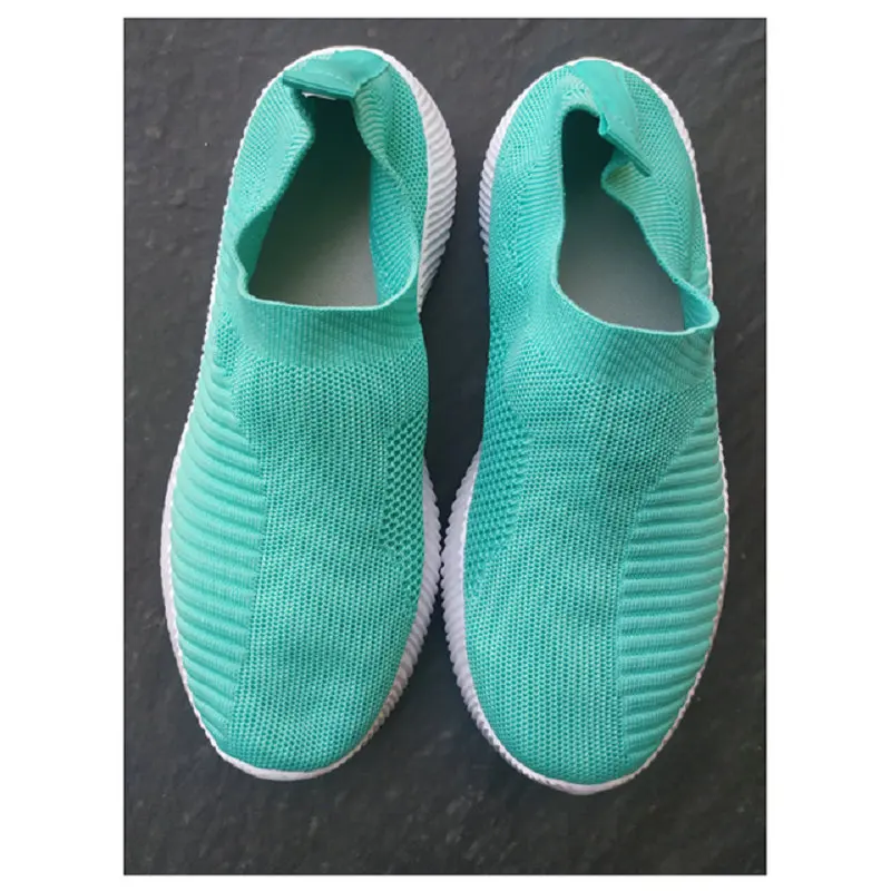 Spring New Mesh Breathable Casual Flying Woven Women's Shoes Shallow Socks Shoes Flat Bottom Large Walking Single Shoe Slippers