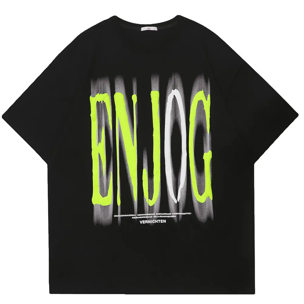 

T Shirt for Men Creative Letters Print Cotton O-neck Tops Tee Men's T-shirt 2022 Harajuku Casual Hip Hop Oversized Men T-shirt