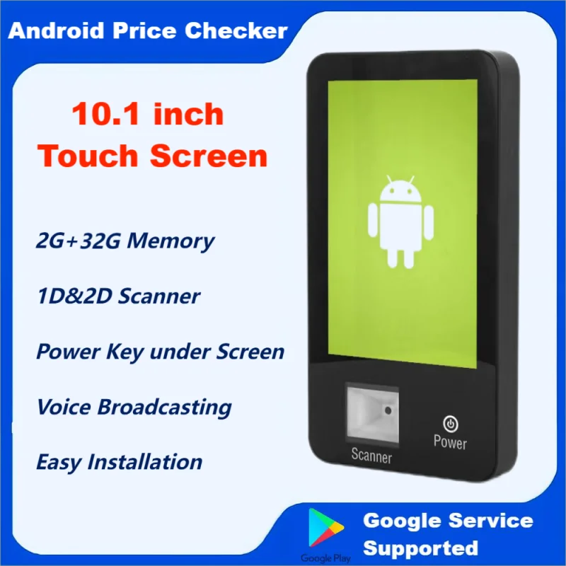 

10.1 Inch Android Price Checker POS Wall Mount Touch Screen Price Validator With Barcode QR Code Reader Price Checking WIFI