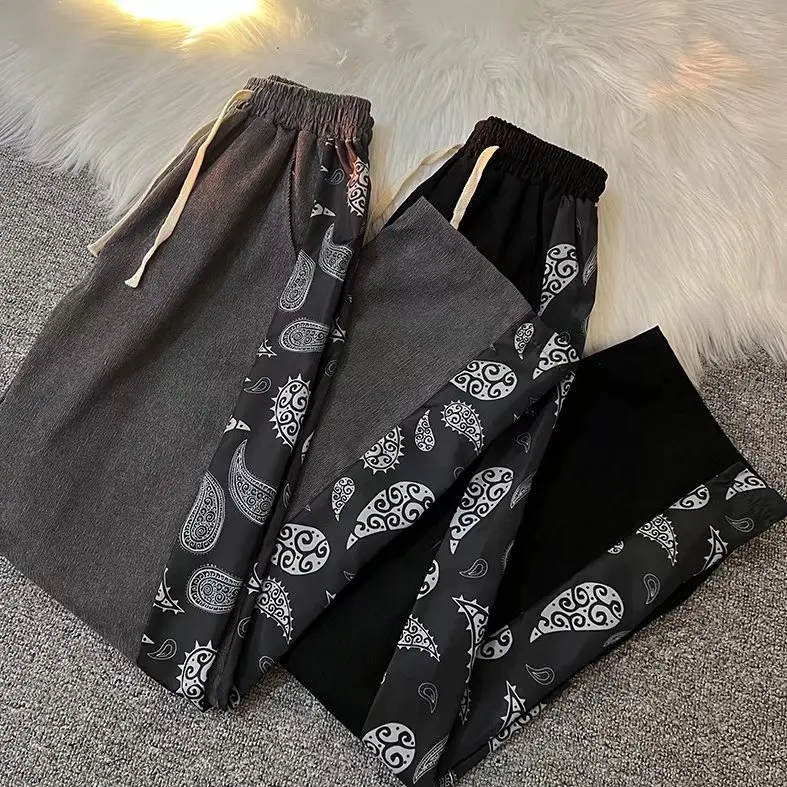 

Price Retro Cashew Flower Stitching Straight Pants Loose Corduroy Dark All-match Casual Trousers Men and Women Tide