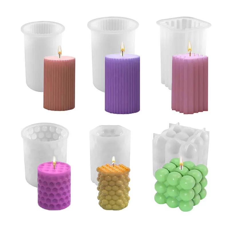 

1PC Bubble Candle Molds Cylinder Candle Molds Pillar Silicone Molds for Resin Casting DIY Aromatherapy Candles Wax Soap Making