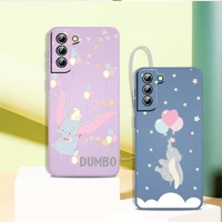 disney cartoon dumbo phone case for samsung galaxy s21 s22 pro s20 fe s10 note 20 10 plus lite ultra liquid rope cover