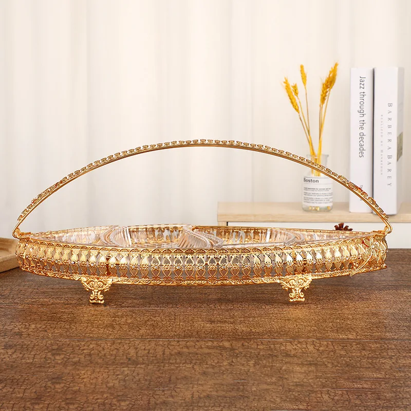 Золотая Высококачественная портативная корзина для фруктов в европейском стиле