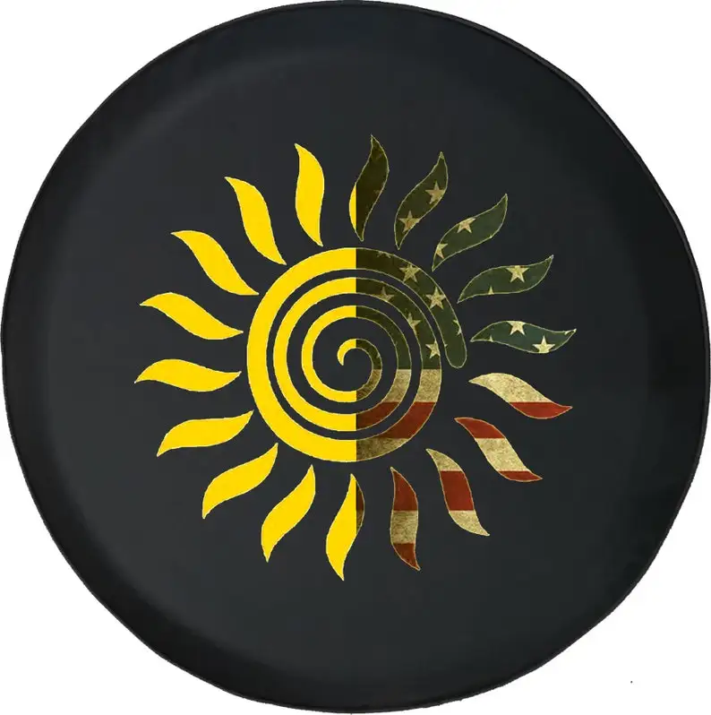 

Летняя Солнцезащитная крышка с американским флагом для запасных шин для джипа, кемпера, кроссовера с отверстием для резервной камеры или бе...