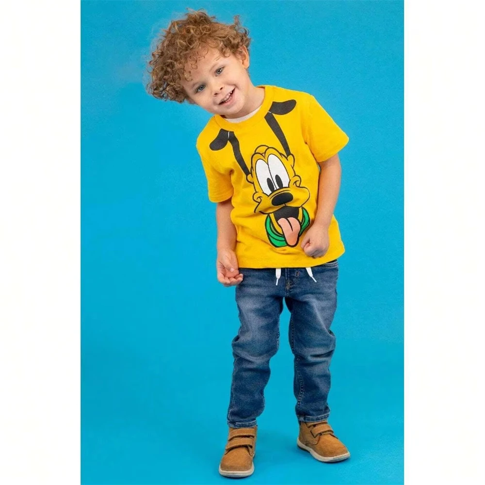 Летняя детская футболка Disney для мальчиков и девочек с милым Микки Маусом