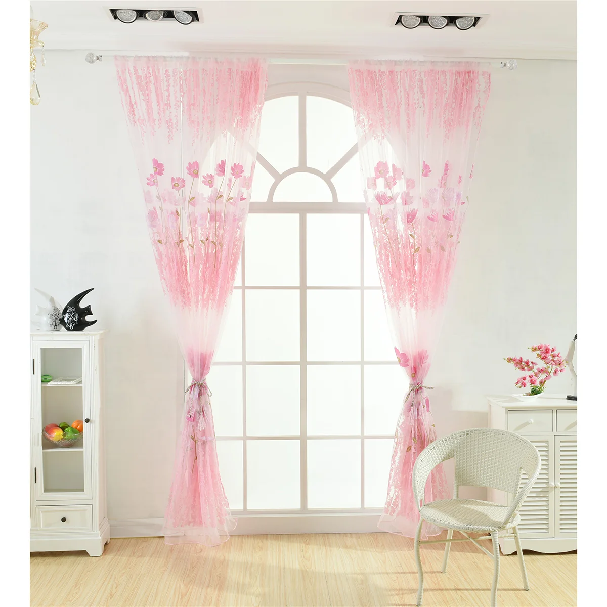 200x100 см прозрачная занавеска с цветком Galsang тюль обработка окон вуаль драпировка