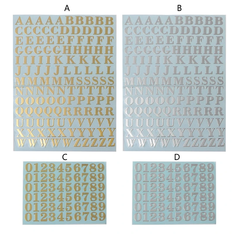 

H9ED Plaster 26 Letter Stickers Number Metal Nail Art Stickers