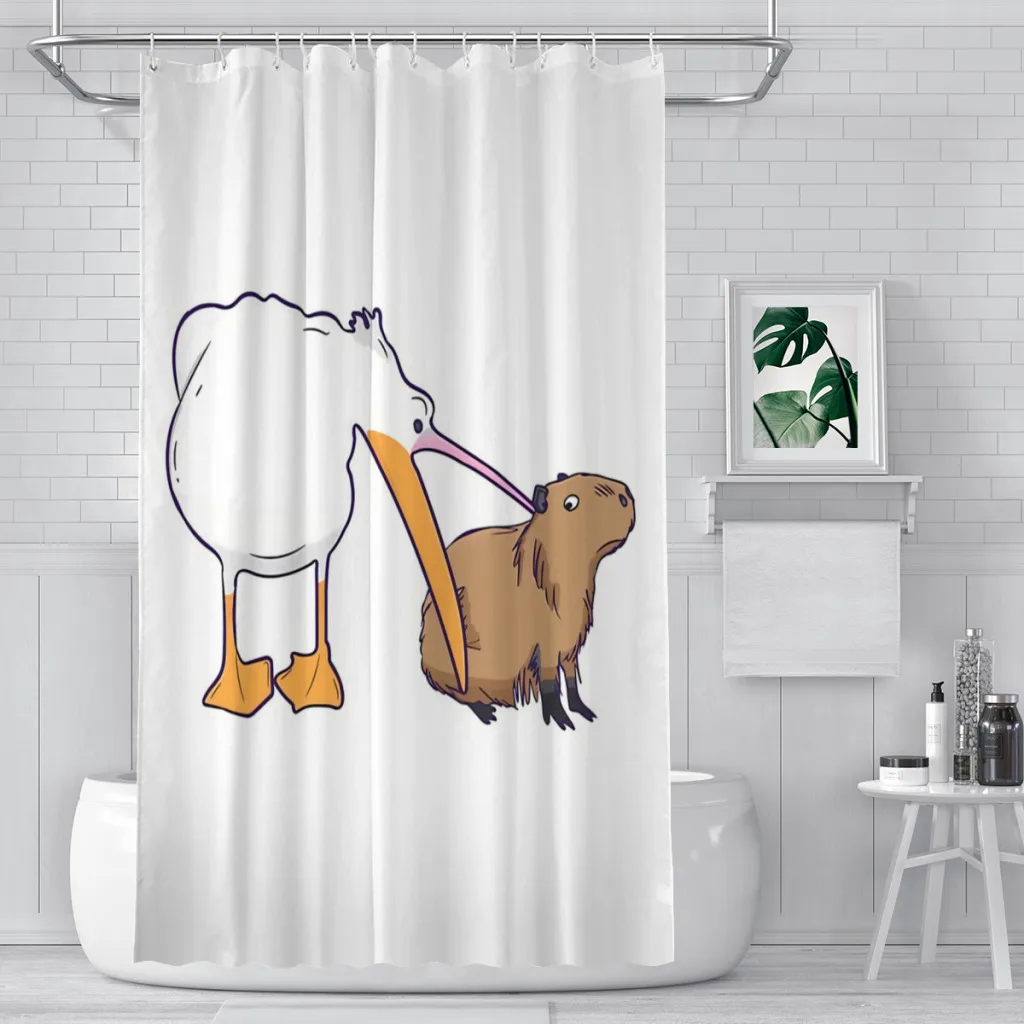 

Pelican Bathroom Shower Curtains Capybara Cute Animal Waterproof Partition Curtain Funny Home Decor Accessories