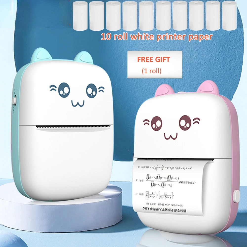 

Portable Thermal Printer Mini Cat Print Paper Photo Pocket Thermal Printer 57mm Printing Wireless BT 200dpi Android IOS Printers