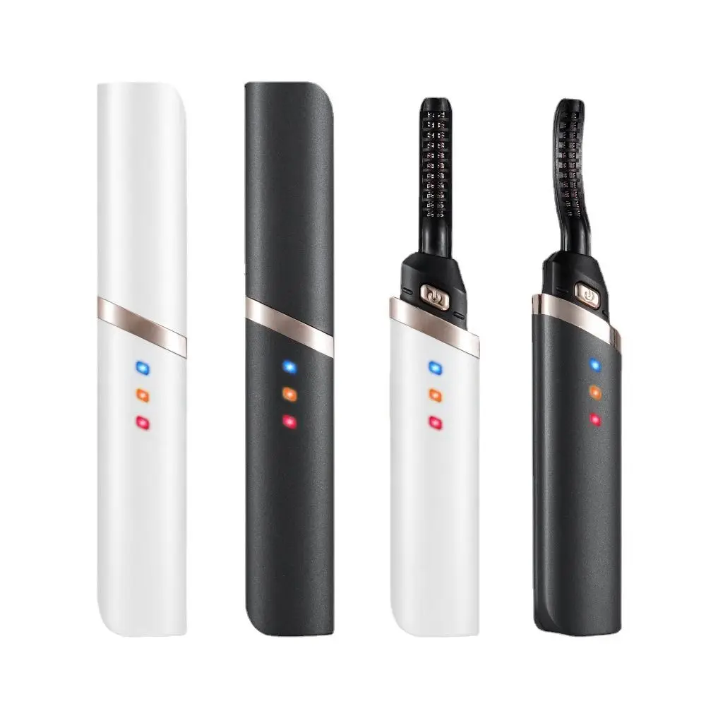 

White/ Black Quick Heating Lasting Makeup 3 Modes Eyelash Curler Eyelashes USB Rechargeable Natural Eyelash For Women