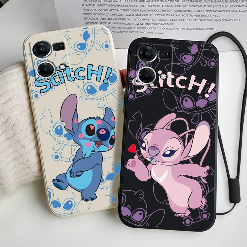 

Cute Stitch Lilo Liquid Left Rope Soft Phone Case For OPPO Reno 9 8 7 6 5 4 3 2 Z Pro Lite Snapdragon 4G 5G Cover Coque Capa