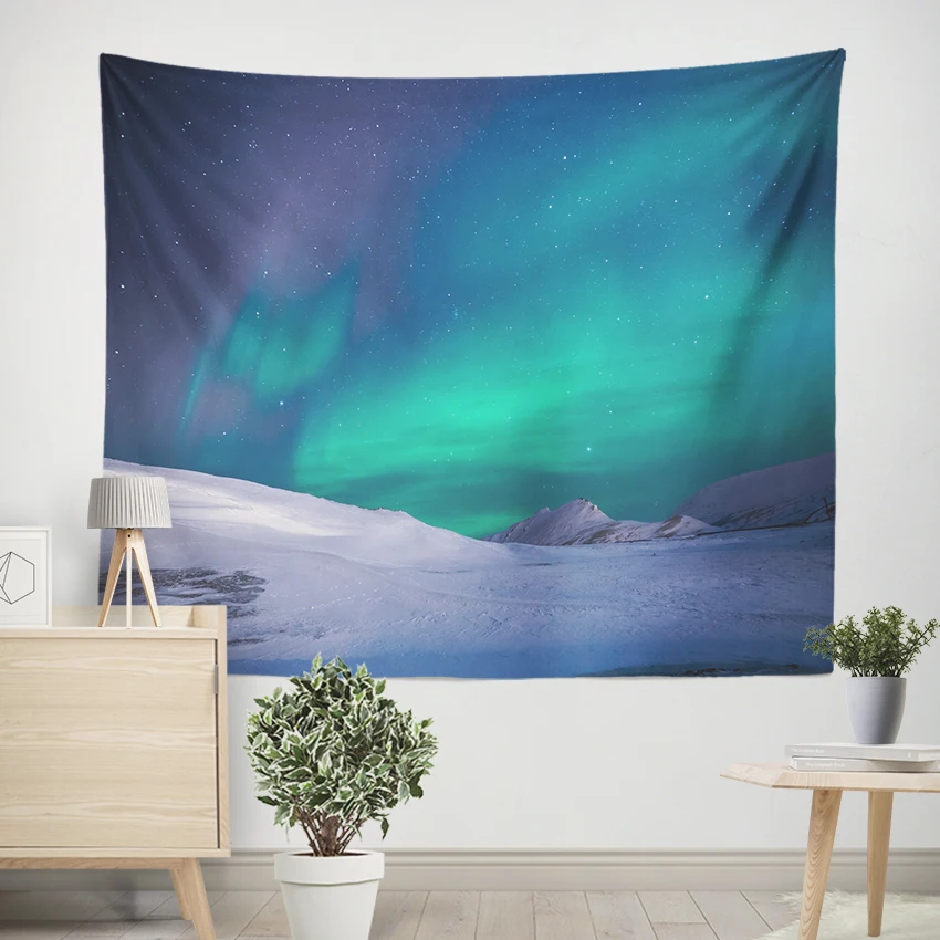 

Star Aurora Polaris Polar Lights Starry Sky Wall Hanging Tapestry Parlor Home Decoration Custom Paintings Canvas Poster Carpet