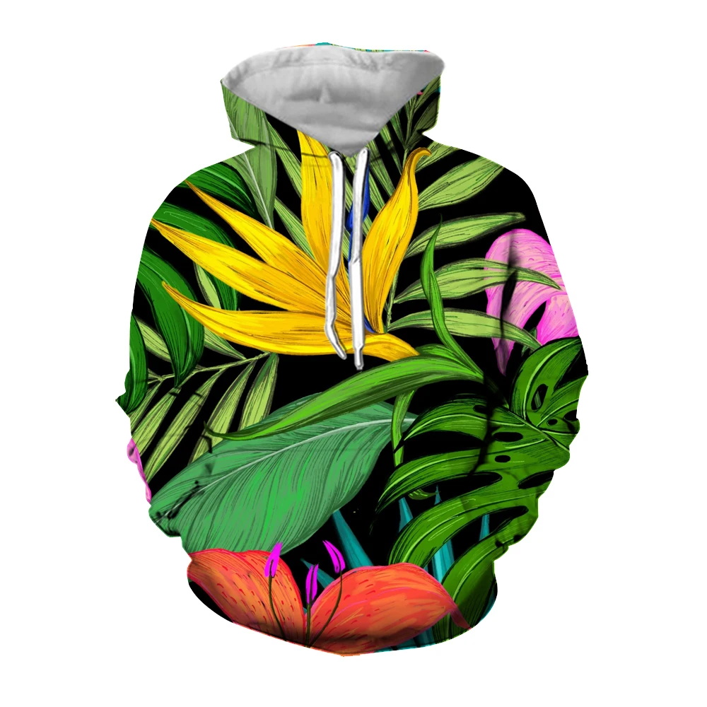 Jumeast 3D печатные мультфильмы листья цветок мужские толстовки женская уличная