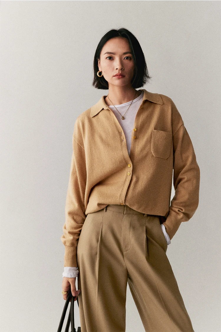 Замечательная усовершенствованная вязаная рубашка Gao Zhi Tong Qin Lu из шерсти и