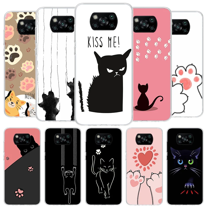 Милый чехол для телефона с изображением кошачьей лапы Xiaomi Poco X6 X5 X4 Nfc X3 Pro F6 F5 F4 Gt F3 F2