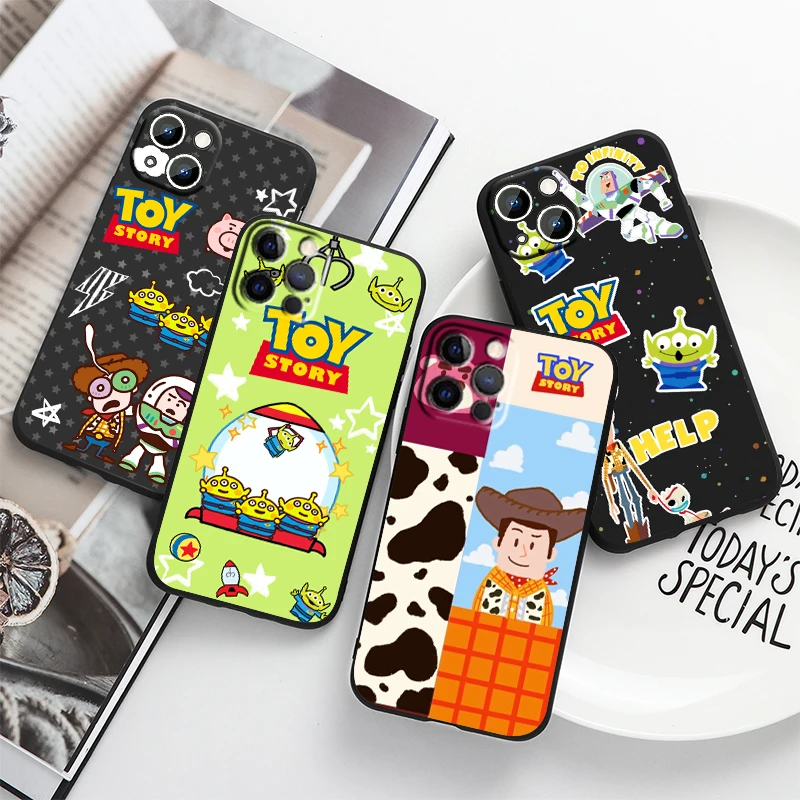 

Toy Story Disney For Apple iPhone 14 13 12 11 Pro Max Mini XS Max X XR 6S 6 7 8 Plus 5S SE2020 Soft Black Phone Case Coque Capa