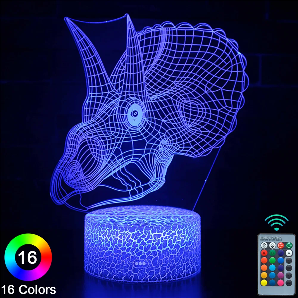 

Динозавр, светодиодный 3D ночник, сенсорный пульт дистанционного управления, новинка, настольная лампа, декор для комнаты, Рождественский по...