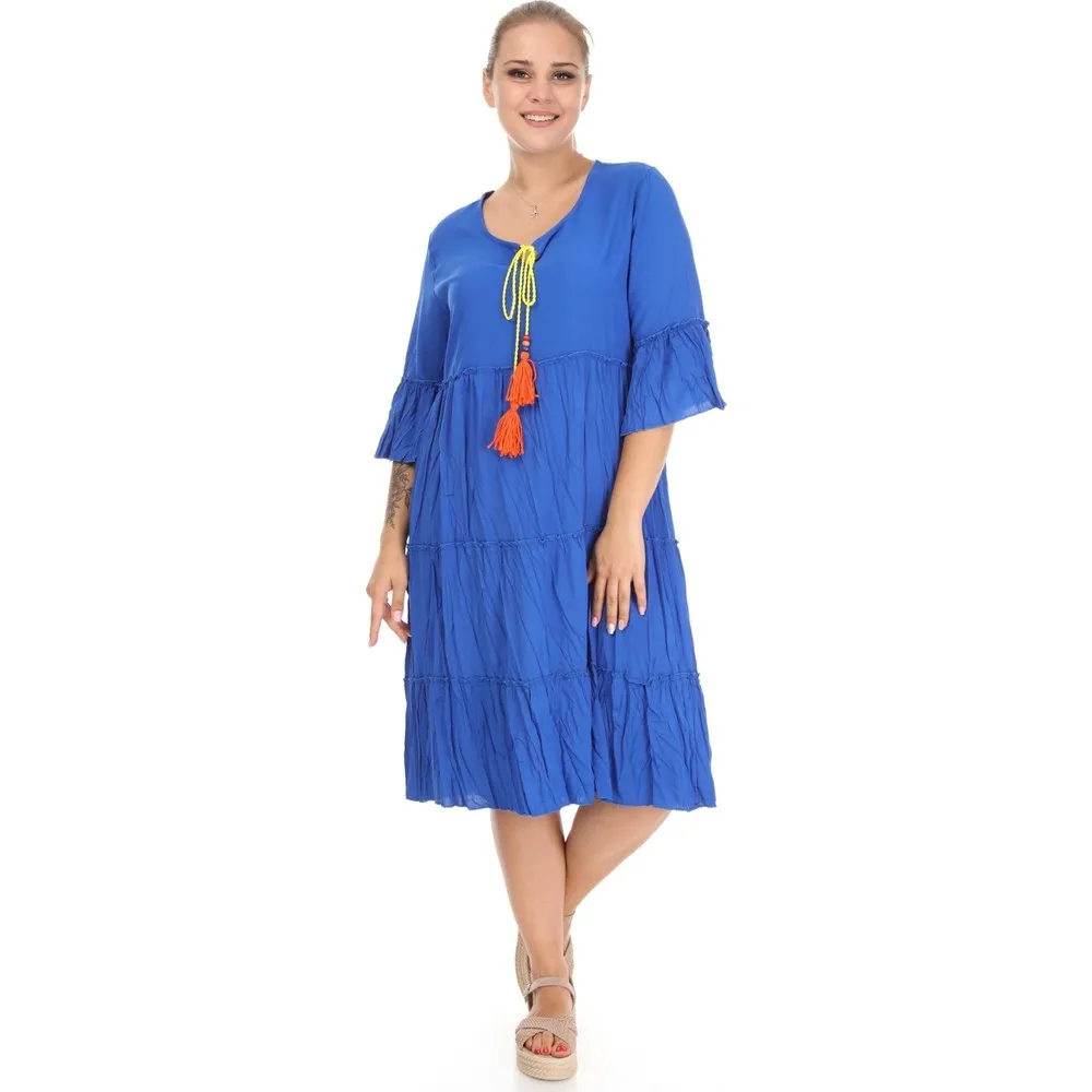 

Dorlie Dorlie Tassel Rope Detail Ruffles Large Size Dress Saks