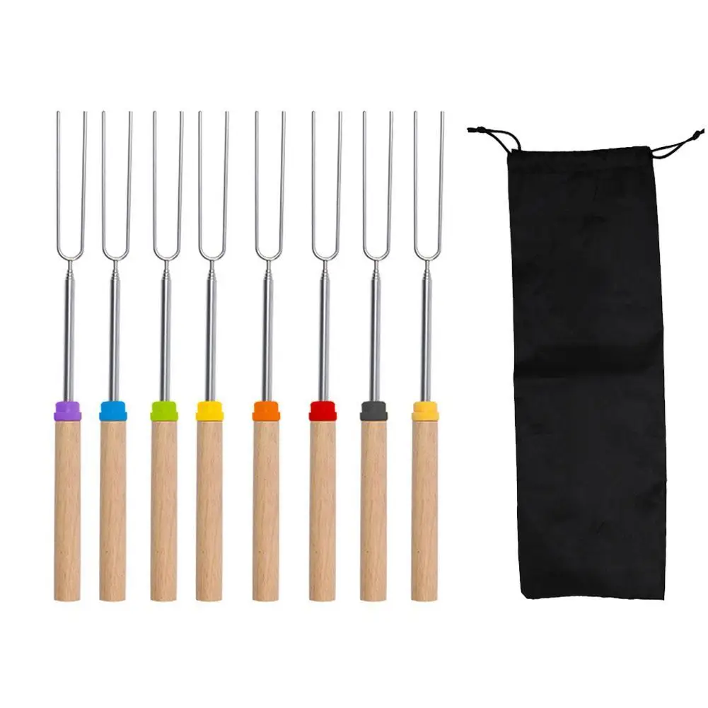 

Safer Stainless Steel BBQ Marshmallow Roasting Sticks Extending Roaster Telescoping For Home Kitchen Backyard BBQ 1/3/5/8PCS