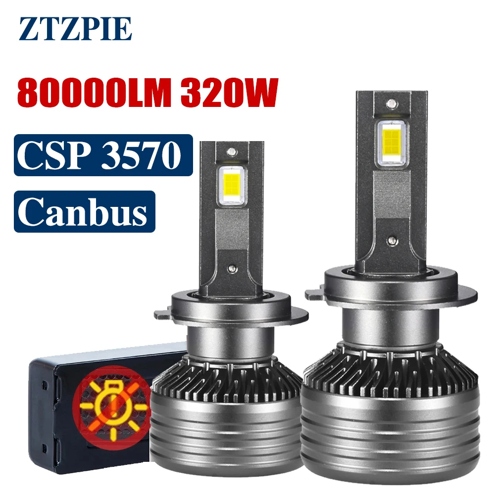 

ZTZPIE Pure White 6000K 320W 80000LM H7 H4 H11 9005HB3 9006 HB4 H1 9012 CSP 3570 Canbus Led Headlight Bulb 2PCS Car Fog Light