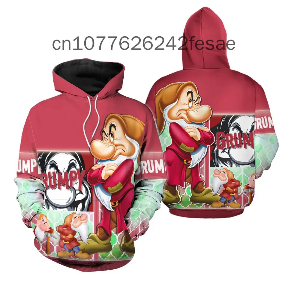 Новинка толстовка с капюшоном Disney Grumpy Dwarf модная мужская Весенняя 3D принтом и