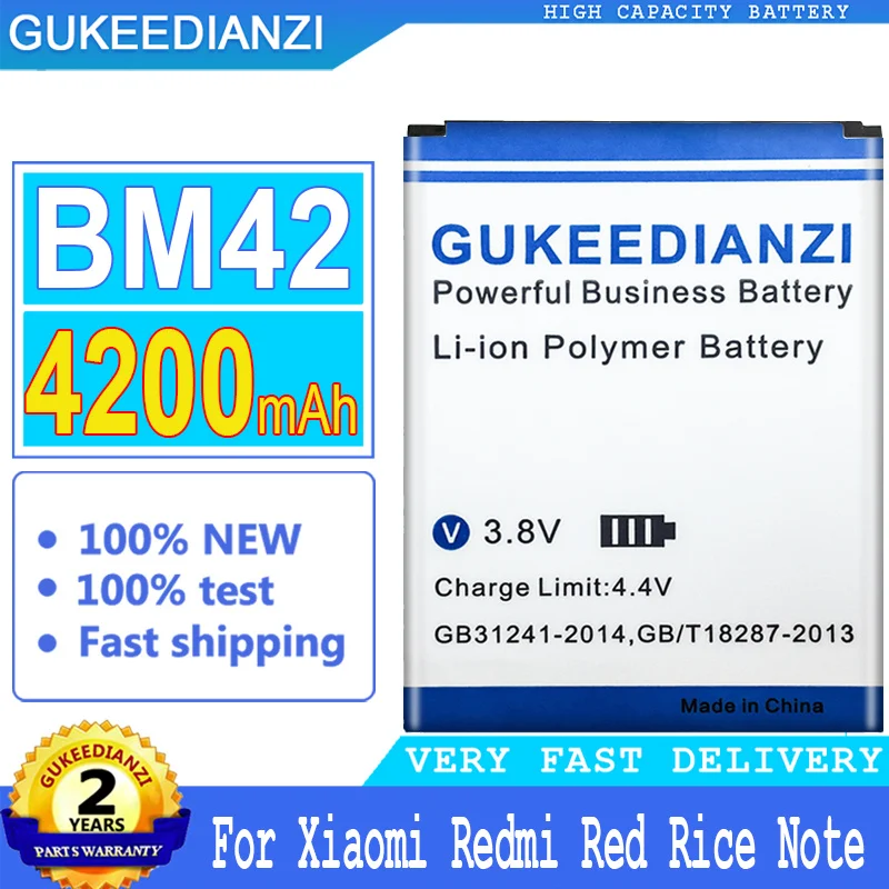 

Аккумулятор GUKEEDIANZI BM42 на 4200 мА · ч для Xiaomi Hongmi Red Rice NOTE 5,5 дюйма, M2 M2S, XIAOMI MIUI, Redrice Redmi note 2s, note 4g