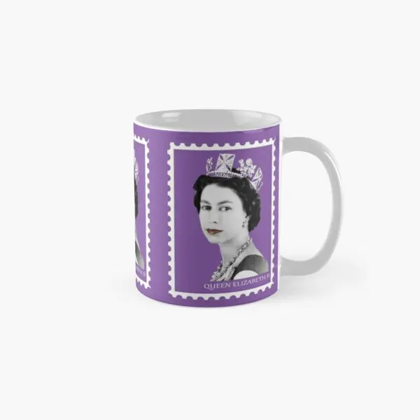 

Queen Elizabeth Ii Purple Classic Mug Printed Design Tea Drinkware Simple Picture Coffee Image Cup Photo Handle Round Gifts
