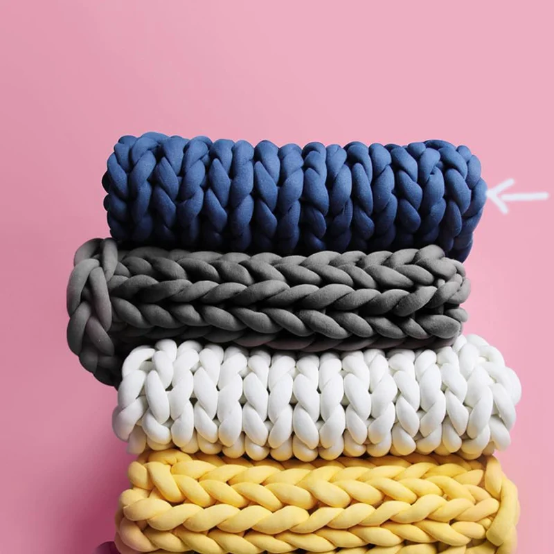 

1KG Super Thick Chunky Yarn Cotton Tube Yarn Merino Wool Alternative DIY Bulky Hand Knitting Yarn Blanket Hand Knitting Yarn
