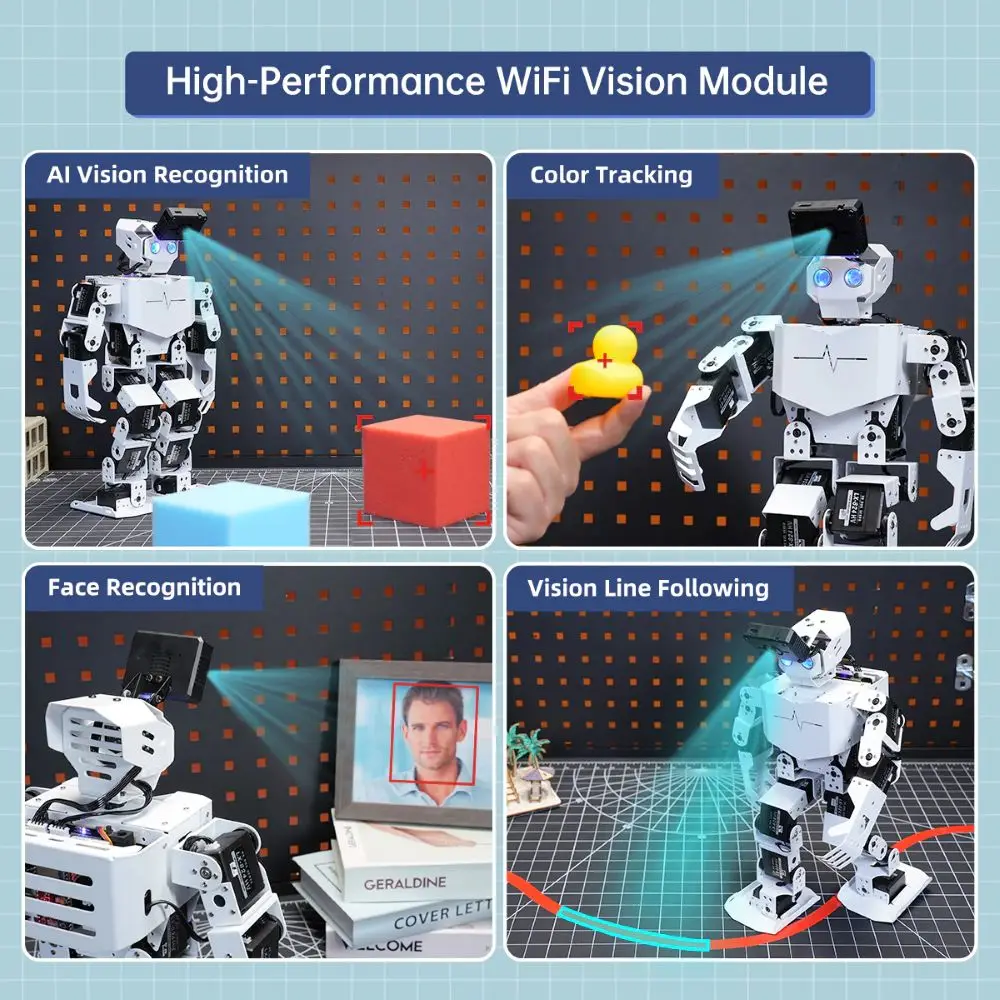 Фото Робот-гуманоид Hiwonder Tonybot Multimodal Large AI Model на базе ESP32, 17 степеней свободы, образовательный робототехнический набор с управлением по визуальному и голосовому сигналу №4