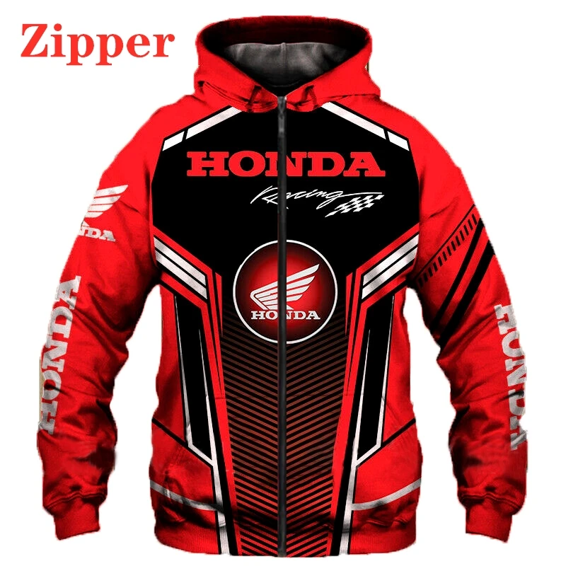 

Men'S Hooded Sweatshirt, 3d Digital Printing, Fashionable Sweater, Jacket, Casual Sportswear, Honda Motorcycle Racing, 2023