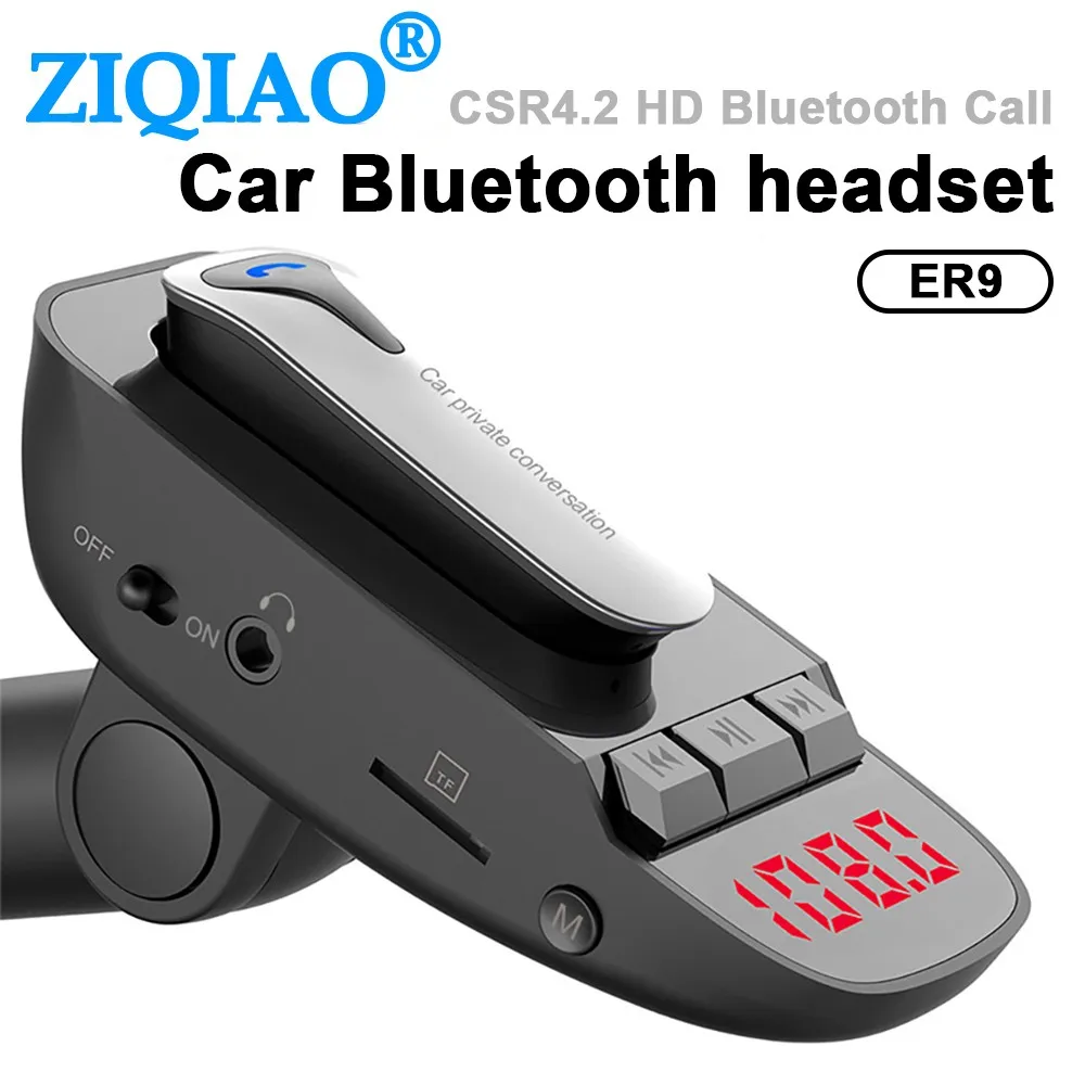 

Car Bluetooth Kit FM Wireless Transmitter Audio Receive MP3 Player Hands Free USB Charger FM Modulator ER9