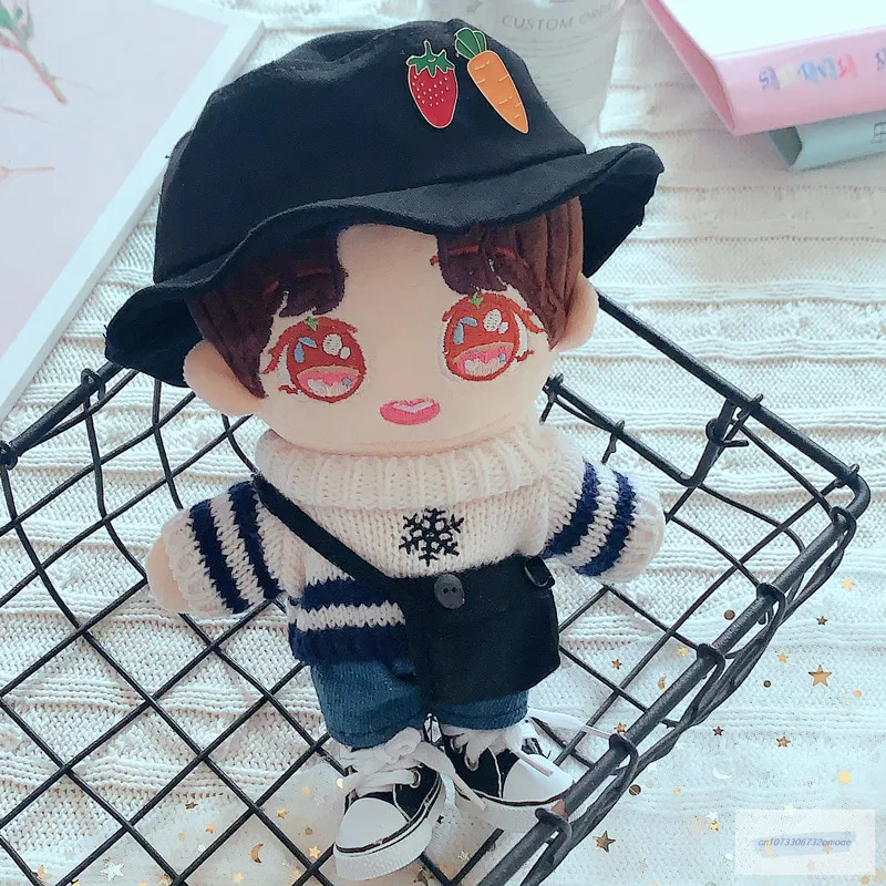 

20cm Baby Doll clothes Plush Doll's Fisherman hat suit sweater Toy Dolls Accessories our generation Korea Kpop EXO idol Dolls