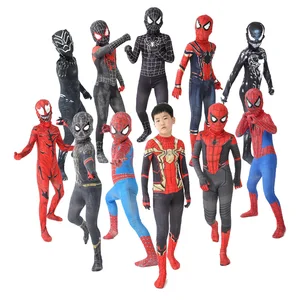 12 Детский Стиль Супергерои Человек-паук/Черная Пантера/Веном Хэллоуин Вечеринка Рождество косплей Человек-паук костюм детские подарки
