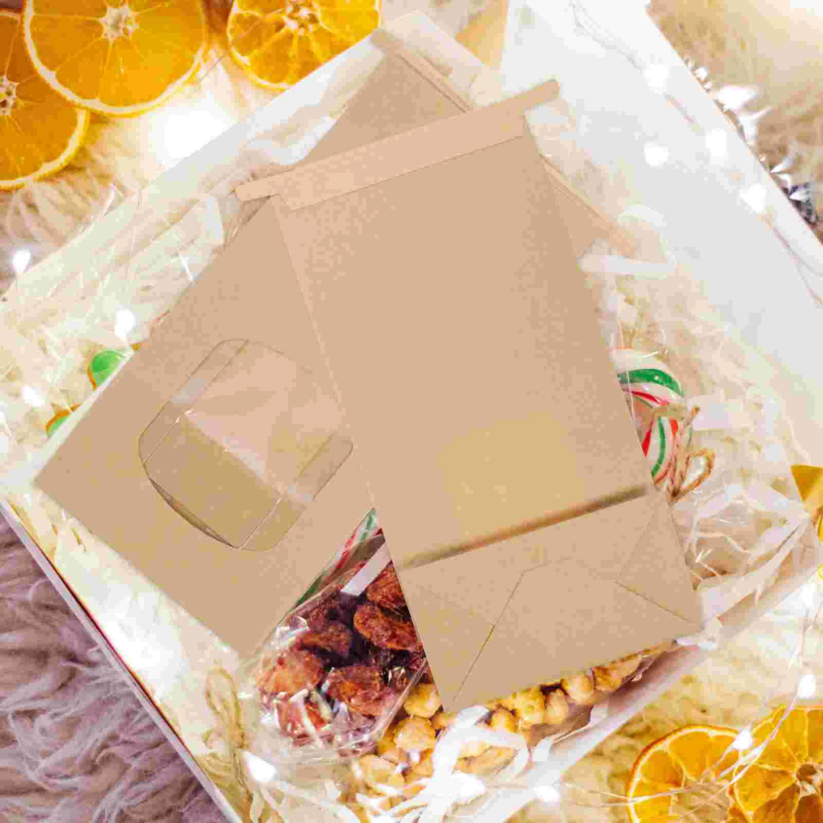 

100 Pcs Label Party Snack Bag Cookie Packaging Bags Kraft Window Biscuits Packaging Candy Treats