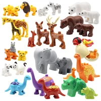 zoo animals series set big size building blocks assemble accessories cute birds beasts elephant tiger bricks education toys kids