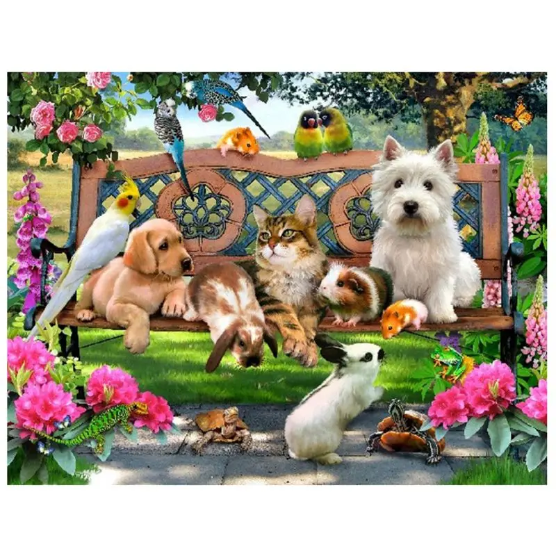 

30 X 40Cm DIY 5D Animal Diamond Painting Cat Dog Rabbit Pattern Diamond Cross Stitch Home Decoration