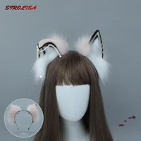 sirolisa fox hair hoop soft plush realistic cute animal anime cosplay party handwork furry fox ears hair accessories new 2022