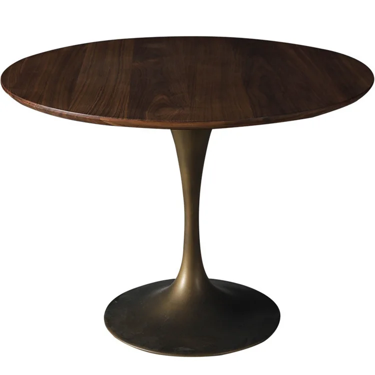 

New Customized Best Price Modern Luxury Walnut Solid Wood Round Dining Tables For Restaurant Home Party