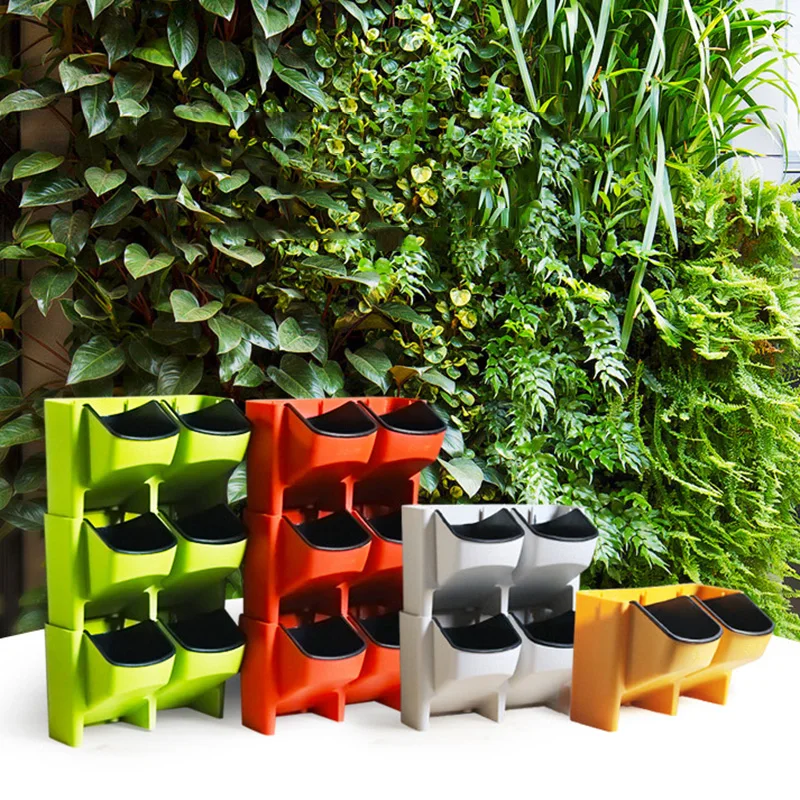 

Self Watering Flower Pot Stackable Vertical Planter Wall Hanging Durable for Garden Balcony
